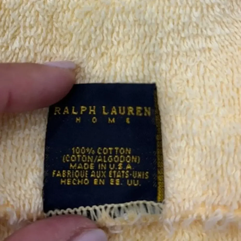 Vintage Ralph Lauren Home Polo Pony 3 Pc Towel Set Cream Yellow Bath Hand Towels